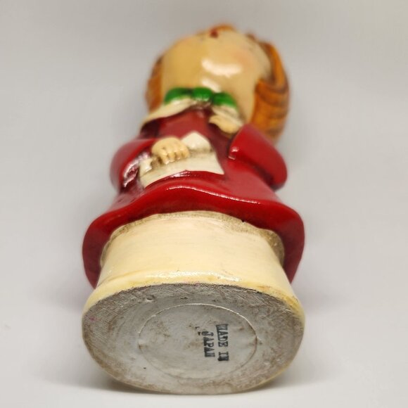 Vintage Christmas Chalk Ware Caroler Red Smock Made in Japan New in Box - Picture 6 of 8